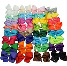32 Pcs 6 Inch Large Grosgrain Knot Hair Bow With Clip for Girls/Toddlers picture