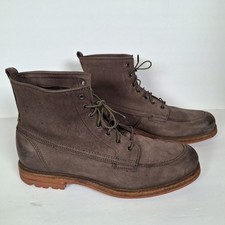 Frye Phillip Lug Work Boot Men 10 Charcoal Gray Nubuck Textured Leather picture