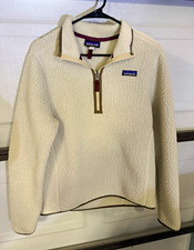 Patagonia Women's Ivory Fleece 1/4 Zip Jacket Logo Long Sleeve Size L picture