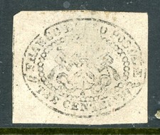 Italy 1867 Roman States 3¢ Black/Grey Scott #13 Mint L416 picture