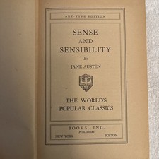 Sense and Sensibility By Jane Austen Art-Type Edition HC Book Vintage 1940's picture