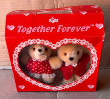 Vintage Russ Berrie Together Forever Valentine Teddy Bear Couple Plush Box picture