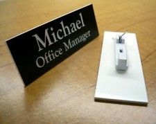 Custom Engraved 1x3 Black Name Tag | Badge & Pin Closure | Employee Personalized picture