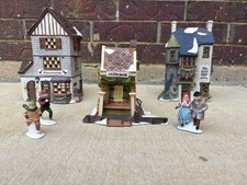 Vintage 1988 Dept 56 Dickens Lot of 3 Poulterer Wool Shop Childe Pond & Skaters picture