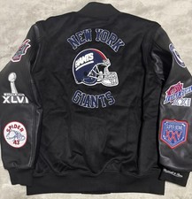 Mitchell & Ness NY Giants Blackout Collection Vintage Full-Snap Varsity Jacket L picture