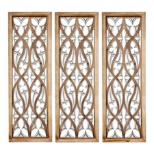 XIAOAIKA Boho Hand-Carved Ornate Geometric Wood Wall 35.5L