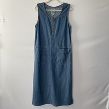 Vintage Studio Wear Denim Sleeveless Zip Front Midi Dress Blue Women's Size M picture