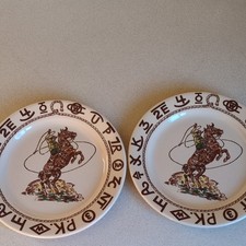 Westward Ho Rodeo Pattern True West Ceramic Lunch Plate Set Of 2 picture