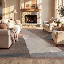 Geometric Area Rug, Washable Non-Slip Low Pile, Brown, 8 X 10 Ft picture