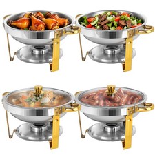 5Qt 2/4/6/8 Pack Round Chafers Buffet Sets Chafing Dishes Stainless Steel w/Lid picture