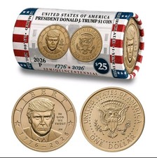 2026 Donald J. Trump $1 Coin Roll CLASSIC HORIZONTAL DESIGN [IN STOCK] picture