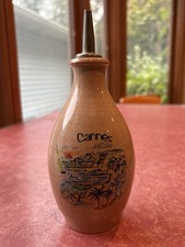 VTG French Pottery Cannes Oil Dispenser Bottle Cruet Hand Painted Stoneware 70s picture