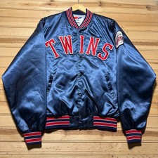 Vintage 90s Minnesota Twins MLB Embroidered Satin Bomber Jacket USA Made - Large picture