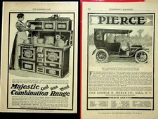 TWO VINTAGE ADS~QUAKER OATS~ PIERCE ARROW AND MAJESTIC RANGE - E16-H picture