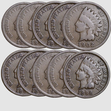 LOT OF 10 Indian Head Cent Pennies in G/VG (10 PC. LOT) CIRCULATED SUPER NICE picture