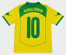 Brazil National Team Ronaldinho #10 Soccer Jersey Shirt Yellow Green picture