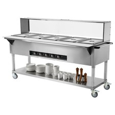 Uimoso 5-Pan Commercial Food Warmer with 5 x 20.6QT Steam Table & Acrylic Guard picture