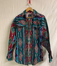 Vtg Panhandle Slim Shirt Mens 16 M L Southwestern Aztec Print USA 90s Flaw⁠s picture