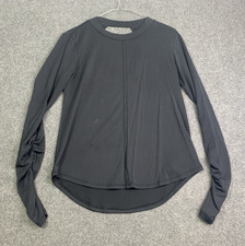 Aje Athletica Womens Open Back Ruched Long Sleeve Active Top Black Size 6 picture