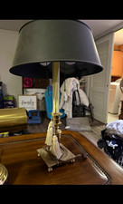 Set of 2 Vtg Late 20th Century Virginia Metalcrafters Candle Stick Lamps w/shade picture