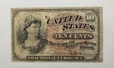 --- NICE --- 1863 4th Issue 10 Cents Fractional Currency Circulated US OLD MONEY picture