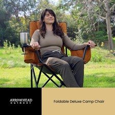 TAN - ARROWHEAD OUTDOOR PORTABLE FOLDING CAMPING QUAD CHAIR W/ 6-CAN COOLER, CUP picture