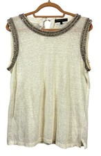 Generation Love Shirt Womens Large White Sleeveless Embellished Beaded Top Chic picture