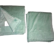IKEA SANELA SOFT GREEN MODERN VELVET (2) ROD POCKET DRAPERY PANELS 55X95 picture