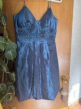 VTG BCBG Paris Cobalt Taffeta Y2K Mini Size  Bubble Hem Plunging Neckline picture