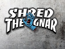 Shred The Gnar Screaming Hand Skateboard Sticker 4