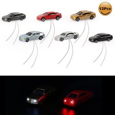 12pcs N Scale 1:160 Head Lighted Model Car Model Layout 12V EC150 picture