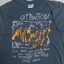 Vintage 1988 Midnight Oil Attention Band Tour Black T-Shirt XL Made In USA picture
