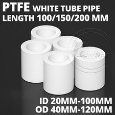 PTFE White Tube Pipe 100MM/150MM/200MM LENGTH, 40MM-120MM OD, 20MM-100MM ID picture
