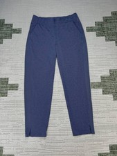 Athleta Brooklyn Textured Ankle Pants Womens 10 Blue High Rise Side Slit Detail picture