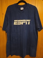 RARE Vintage ESPN 80s HANES XL Single Stitch Navy Blue T-shirt 22x31 picture