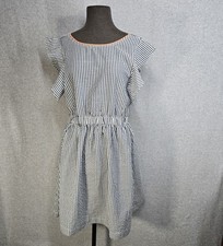 THML Anthropologie Women's Flutter Sleeve Dress Large  Seersucker Casual NWT picture