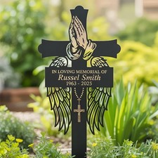 Personalized Memorial Cross Stake, Custom Grave Marker Gift Decor picture