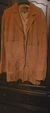 VTG Carroll Wear Men's XL Leather Suede Saddle/Tan Jacket/Coat W/Fringes  picture