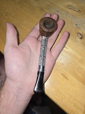 Vintage Viking Dr Grabow Aluminum Radiator Pipe W Threaded Wood Bowl picture