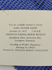 Rare 1971 Earl Teater Night-American Saddlehorse Museum Historical Archive  picture