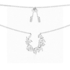 APM Monaco Wreath Pendant Necklace U‑Form Laurel Leaf Crystal Clavicle Chain picture