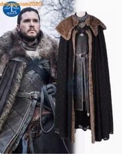 Game of Thrones Season 8 Jon Costume Cosplay Snow Suit Cloak Outfit picture