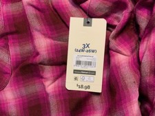 DARK RED / BURGUNDY PLAID FLANNEL SLEEPSHIRT  SIZE 3X picture