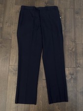NWT Jos A Bank Signature Men’s Navy Blue Flat Front 100% Wool Dress Pants 38X35 picture