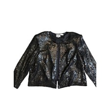 Vintage Stenay Plus 2X Black Sequin Beaded 100% Silk Evening Jacket Y2K Formal picture