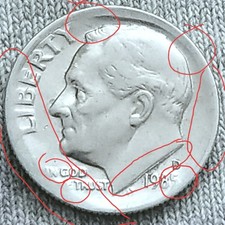 1985 D Roosevelt Dime 10c Strike Errors Broadstrike error Fade Fat Letters GREAT picture
