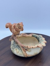Weller Art Pottery Woodcraft 1930’s Squirrel Bowl Planter Nut Bowl in Creams picture