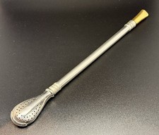 Vintage Mate Bombilla Straw Stainless Steel 18/8 w 18K Gold 3% Mouthpiece picture