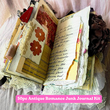50pc Antique Romance Junk Journal Kit – Vintage Paper, Lace, Ribbon & Ephemera picture