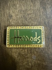 Vintage Harrods London Green Gold Logo Fridge Magnet Knightsbridge England picture